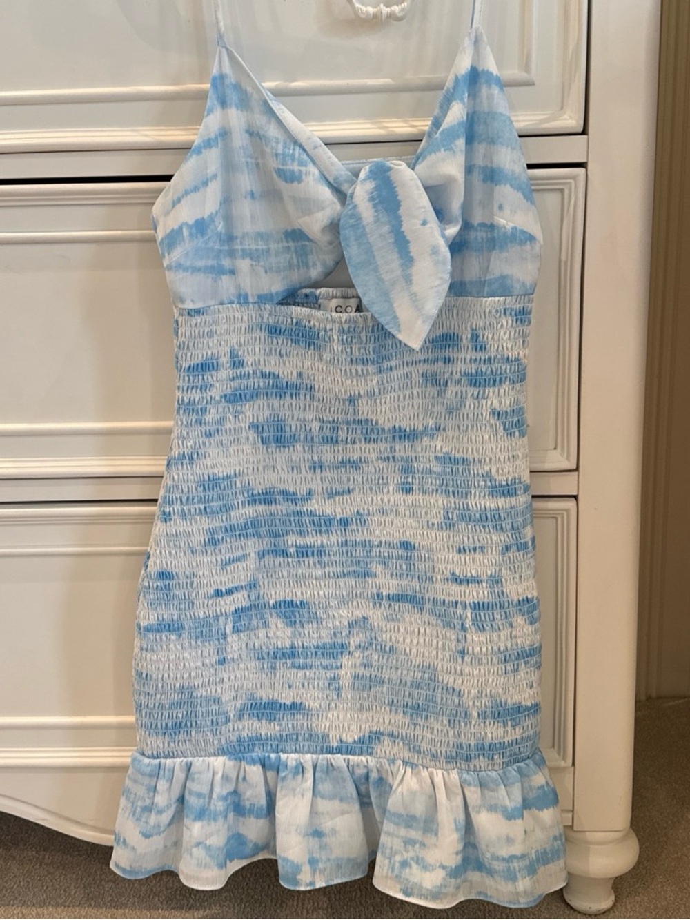 Girls Blue Tie-Dye Smocked Sundress